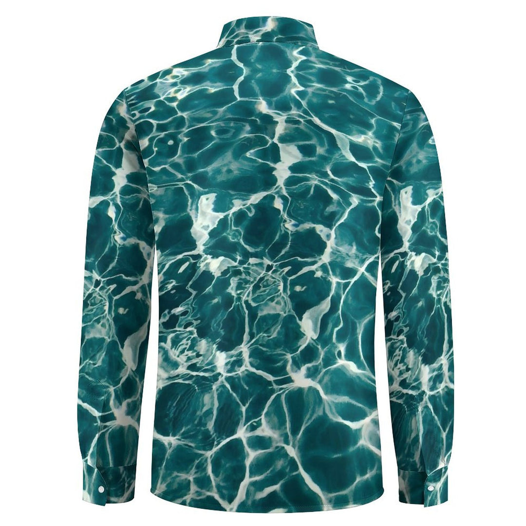 Men's Casual Water Ripples Printed Long Sleeve Shirt 2402000335