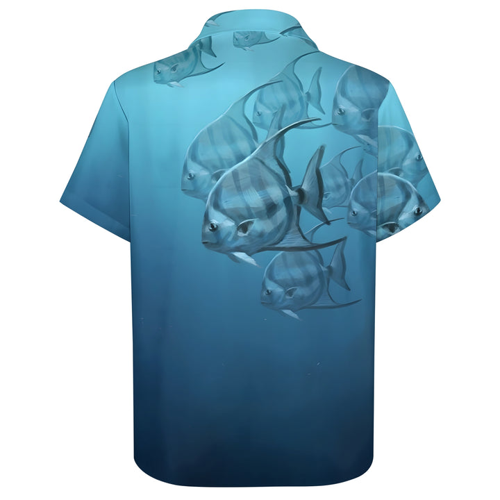 Men's Ocean Fish Casual Short Sleeve Shirt 2403000141