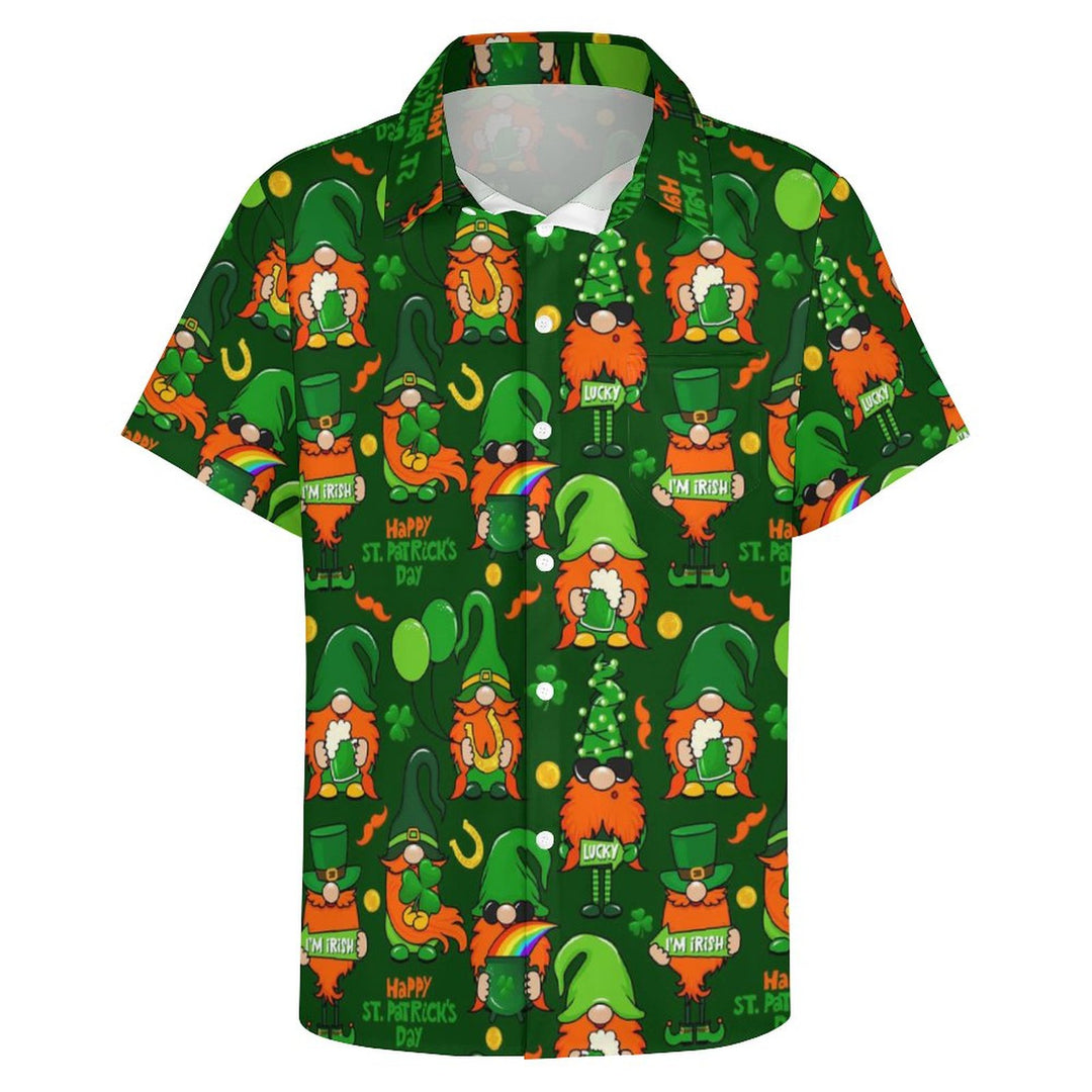 St. Patrick's Day Chest Pocket Short Sleeve Casual Shirt 2312000526