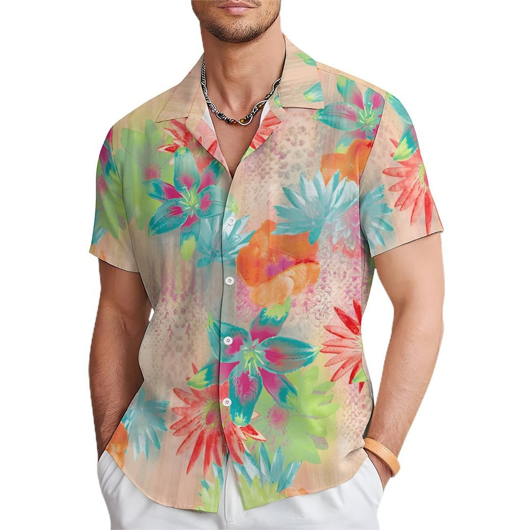 Men's Flower Art Casual Short Sleeve Shirt 2403000011