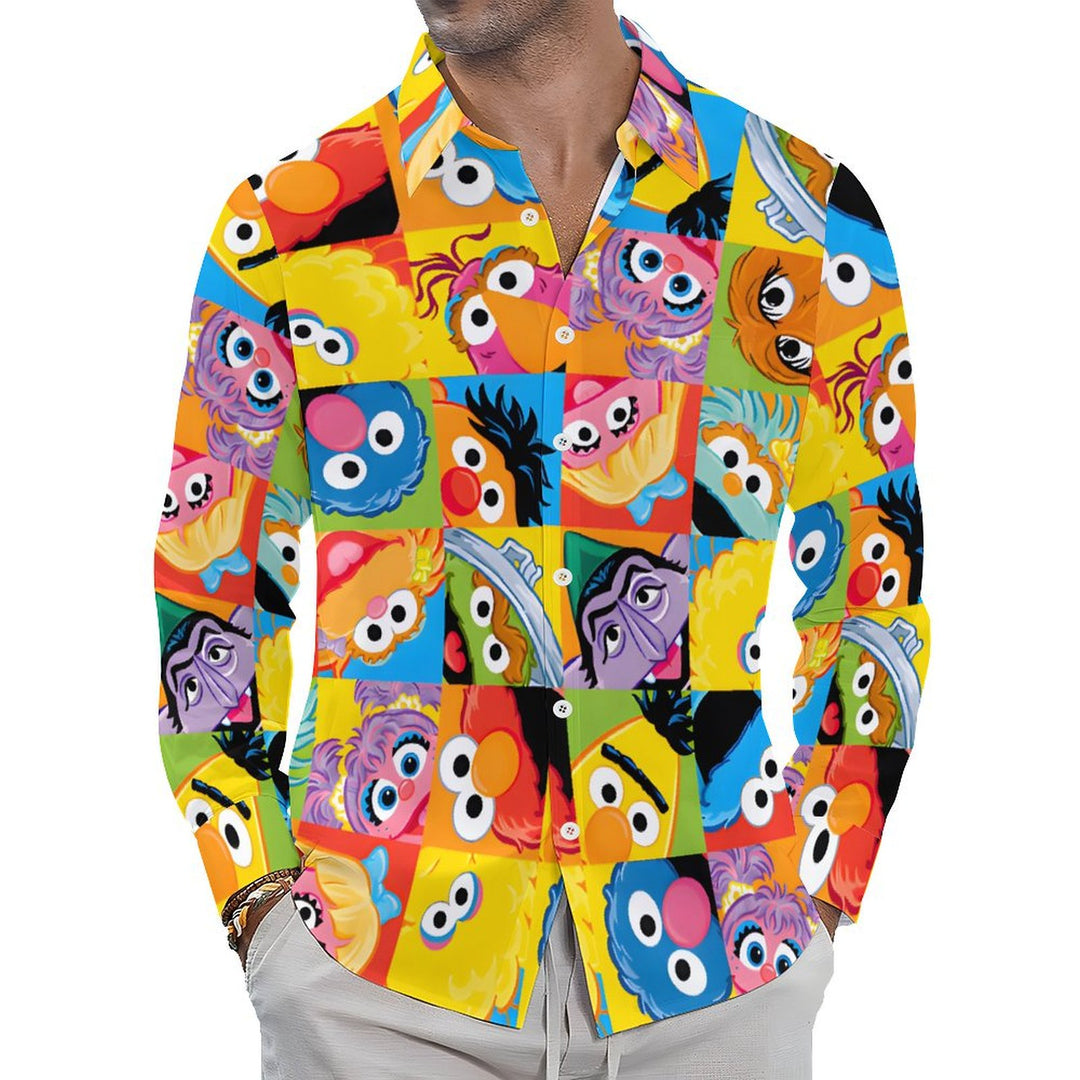 Men's Cartoon Character Casual Printed Long Sleeve Shirt 2402000098