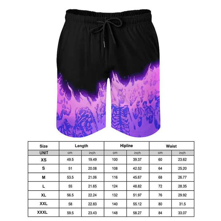 Men's Sports Skull Flame Horror Beach Shorts 2402000208