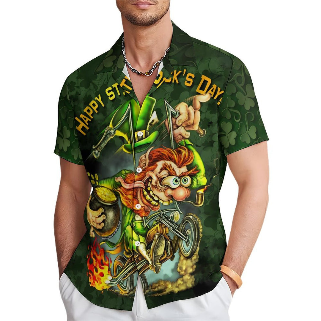 Happy St. Patrick's Day Casual Short Sleeve Shirt 2402000101