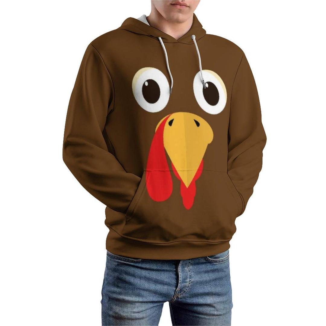 Unisex Hooded Thanksgiving Silly Turkey Face Print Sweatshirt 2311000160