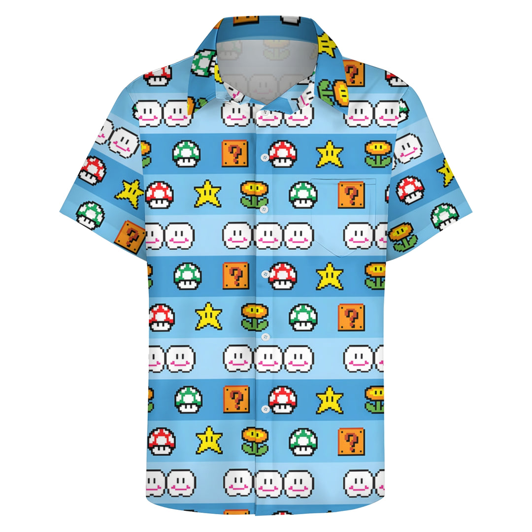 Men's Digital Game Printing Casual Short Sleeve Shirt 2403000226