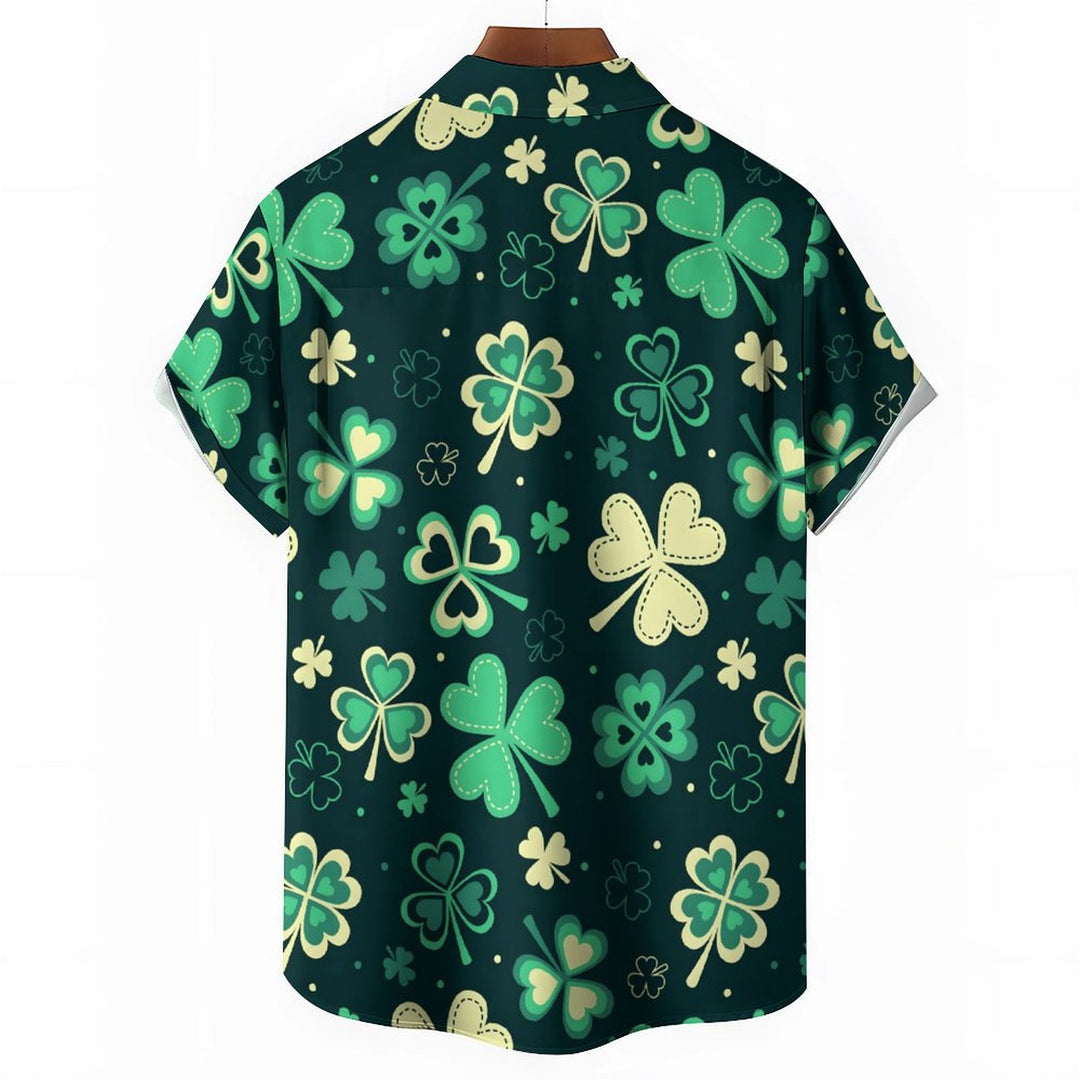Men's St. Patrick'S Day Shamrock Casual Short Sleeve Shirt 2402000118