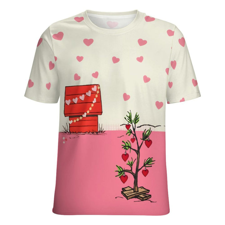 Men's Valentine's Day Cartoon Round Neck Casual T-Shirt 2401000181