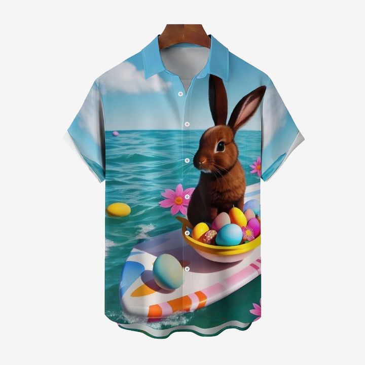 Men's Easter Bunny Casual Short Sleeve Shirt 2402000179