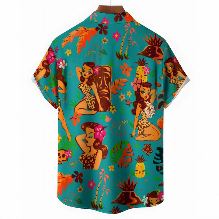 Hawaiian Leopard Print Girl Casual Short Sleeve Shirt 2402000087