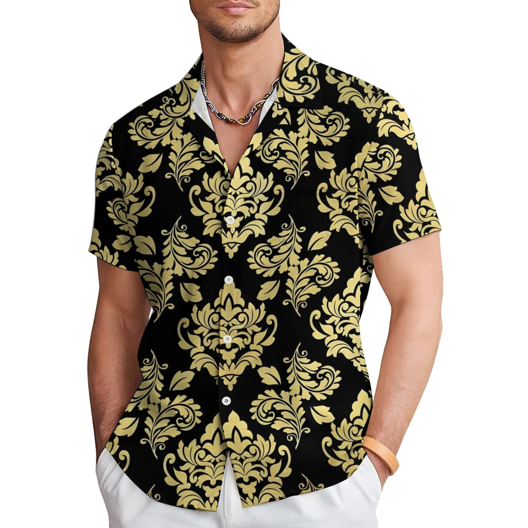 Men's Baroque Art Casual Short Sleeve Shirt 2403000251