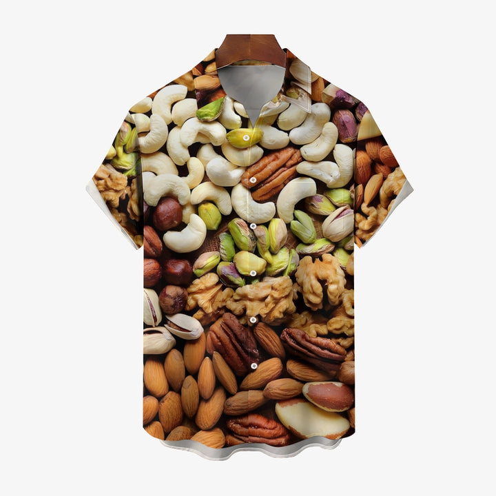 Nut Themed Print Casual Short Sleeve Shirt 2403000218