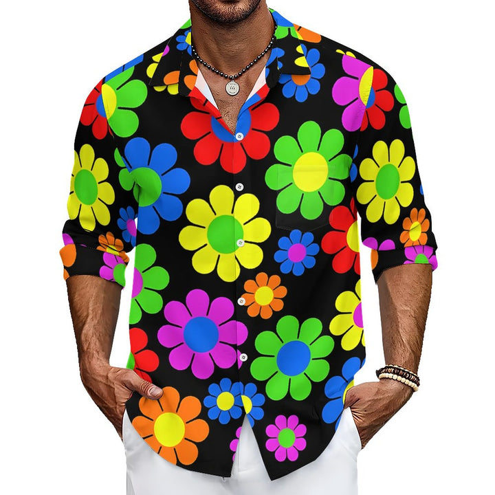 Men's Casual Colorful Flowers Printed Long Sleeve Shirt 2312000281