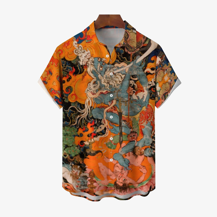 Men's Himalayan Art Casual Short Sleeve Shirt 2403000012