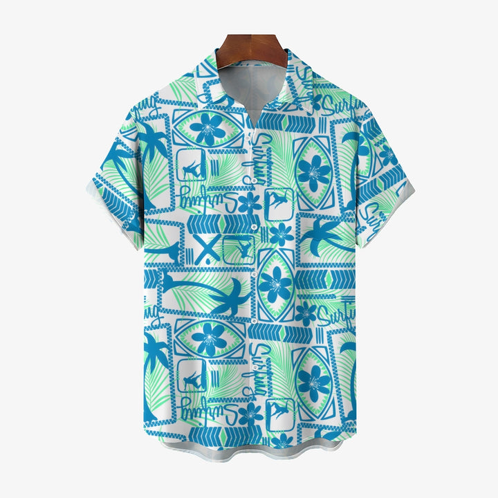 Hawaiian Coconut Palm Surf ThemeCasual Short Sleeve Shirt 2403000045