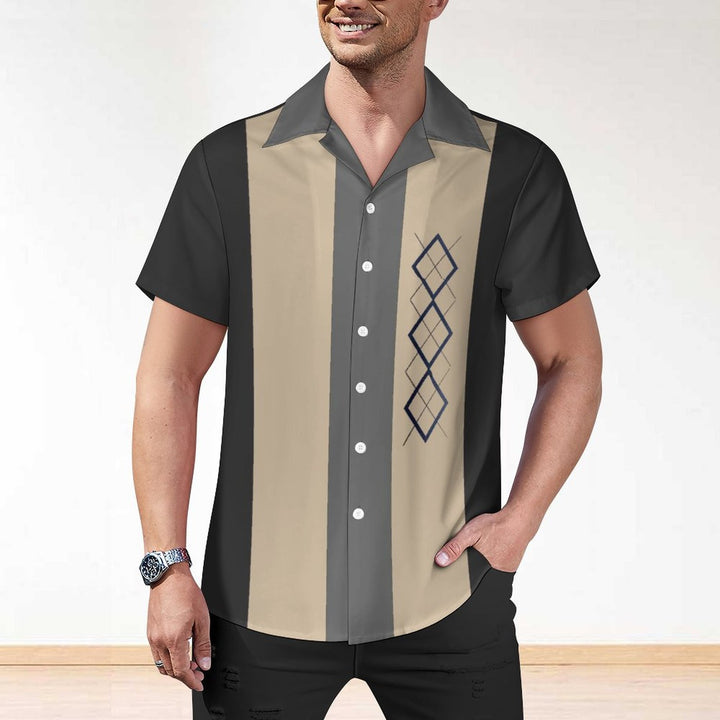 Chemise à manches courtes à carreaux contrastants pour homme 2305101269