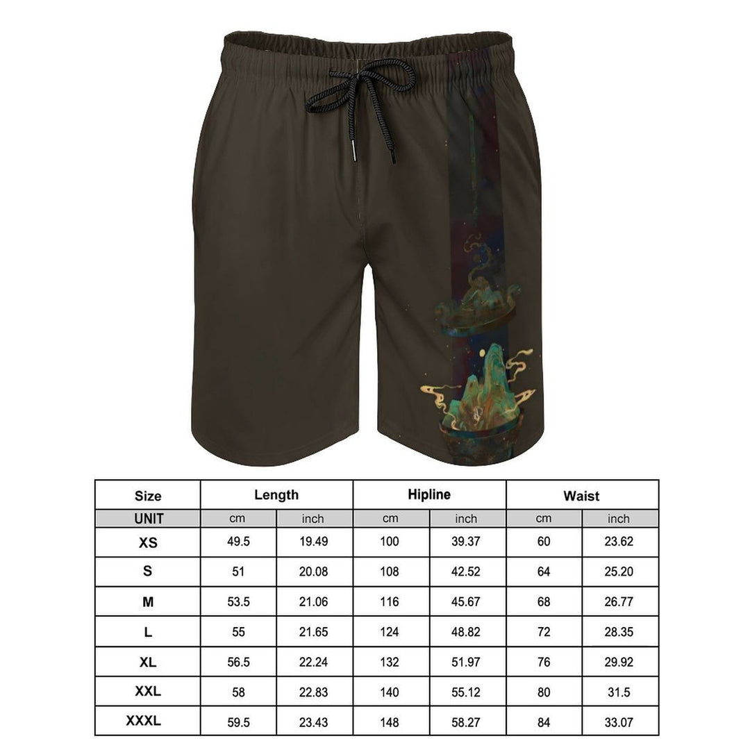 Men's Landscape Art Print Beach Shorts 2402000304