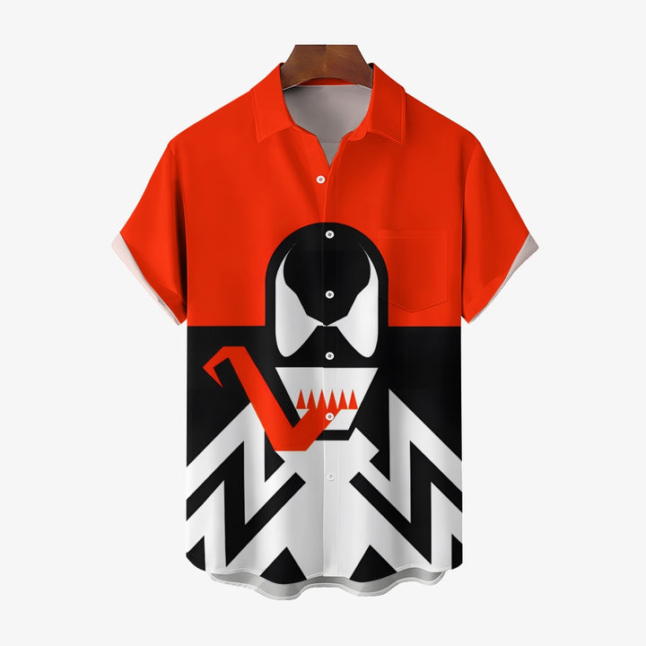 Hero Character Geometric Print Casual Short Sleeve Shirt 2403000361