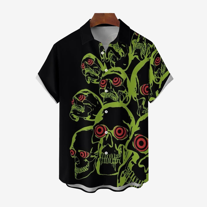 Men's Horror Skull Print Casual Short Sleeve Shirt 2402000202