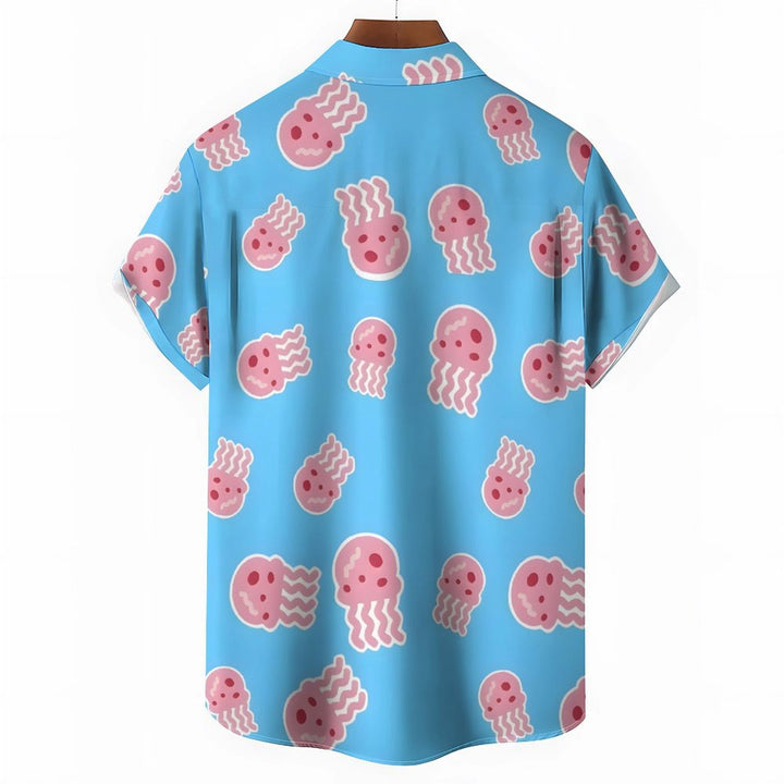 Cartoon Jellyfish Casual Short Sleeve Shirt 2402000078