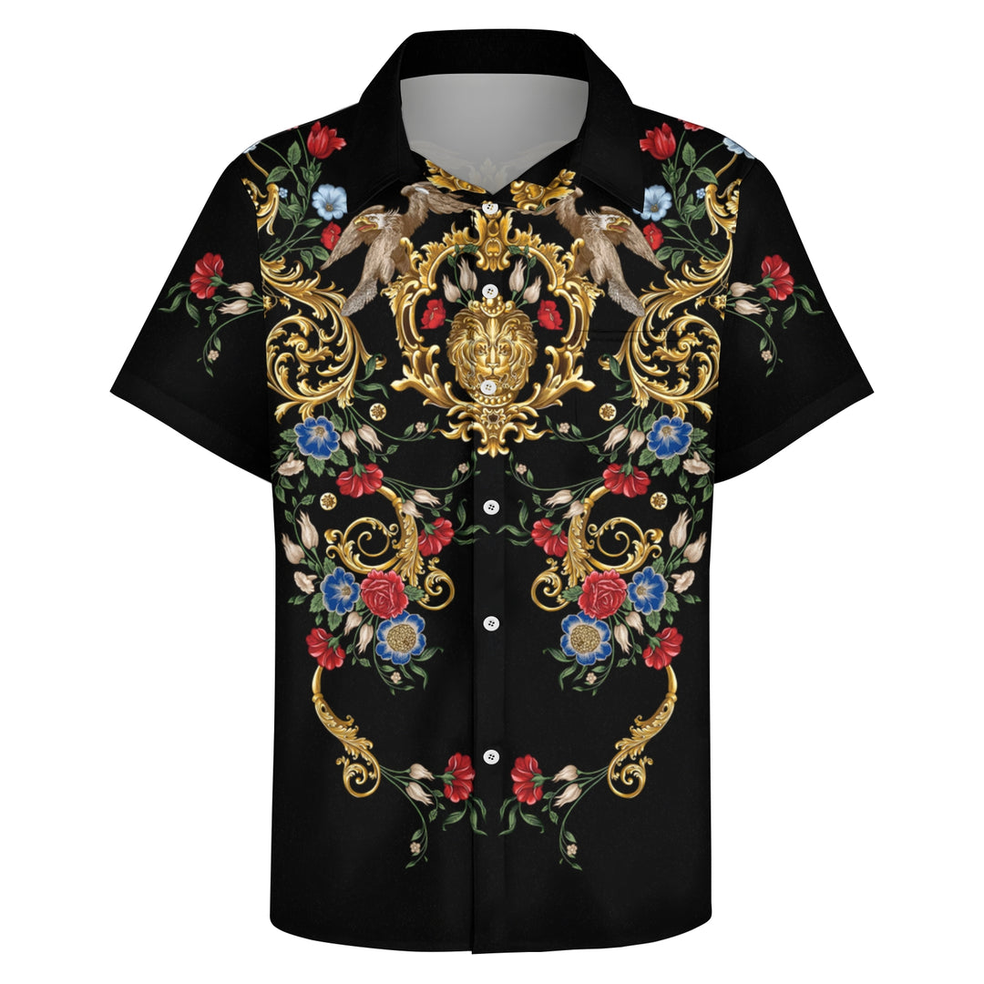 Men's Baroque Lion Casual Short Sleeve Shirt 2403000124