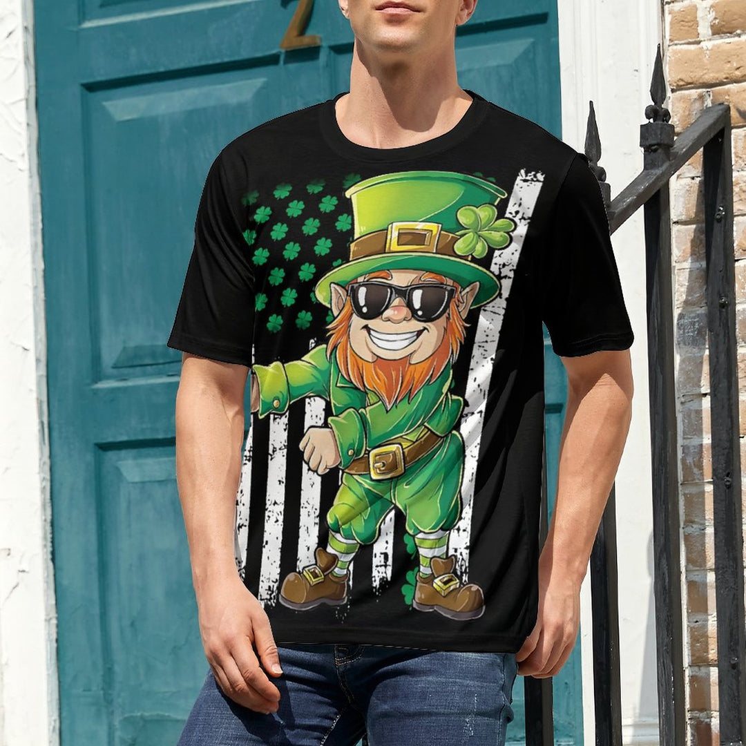 Men'sRound Neck St. Patrick's Day Shamrock Cartoon Casual T-Shirt 2312000406