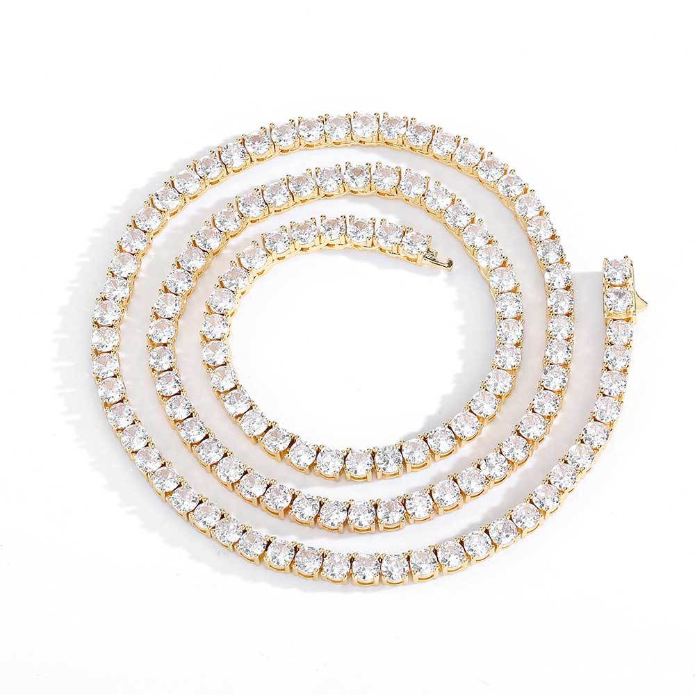 Diamond Spring Buckle Tennis Chain Zircon Trendy Necklace(4mm) 240200809