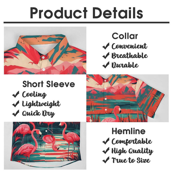 Men's Hawaiian Flamingo Casual Short Sleeve Shirt 2402000196