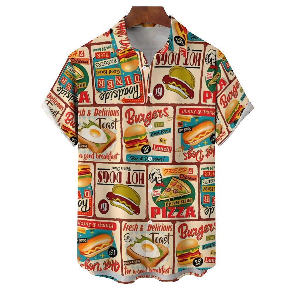 Men's Hamburger Fast Casual Short Sleeve Shirt 2401000253