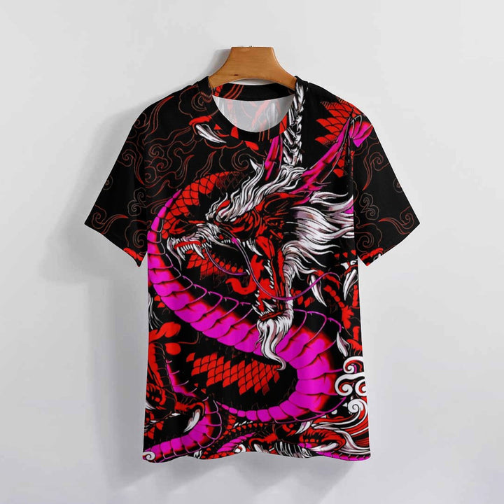 Men's Dragon Crew Neck Casual T-Shirt 2402000103