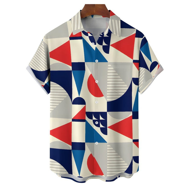 Geometric Print Casual Short Sleeve Shirt 2402000173
