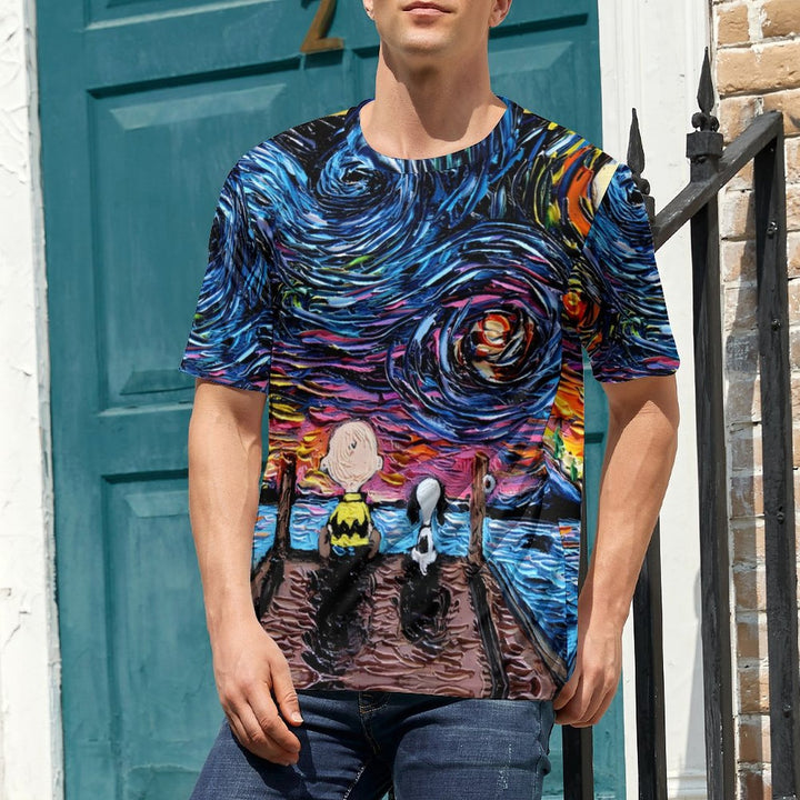 Men'S Round Neck Cartoon Casual T-Shirt 2403000158