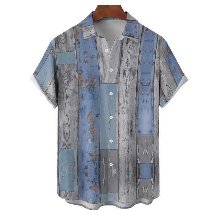 Men's Texture Print Casual Short Sleeve Shirt 2402000230