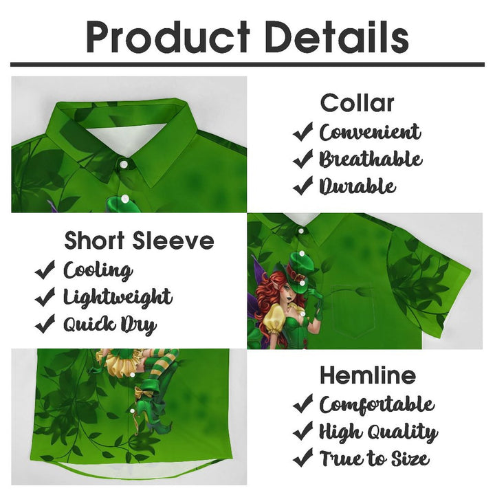 St Patricks Day Chest Pocket Short Sleeve Casual Shirt 2312000493