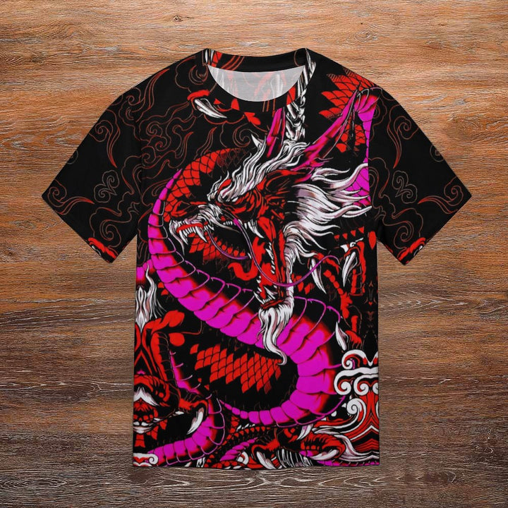 Men's Dragon Crew Neck Casual T-Shirt 2402000103