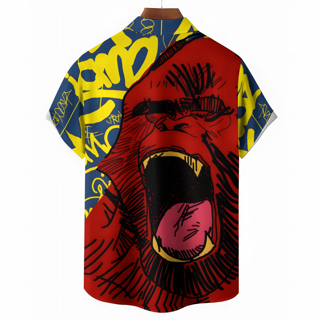 Men's Angry Gorilla Casual Short Sleeve Shirt 2403000042