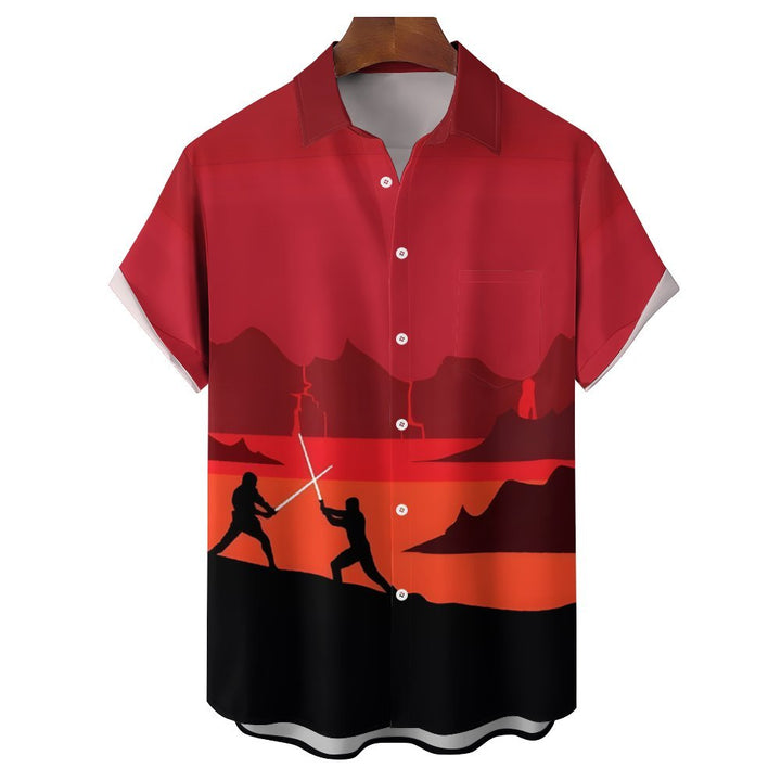 Men's Classic Star Character Casual Short Sleeve Shirt 2401000097