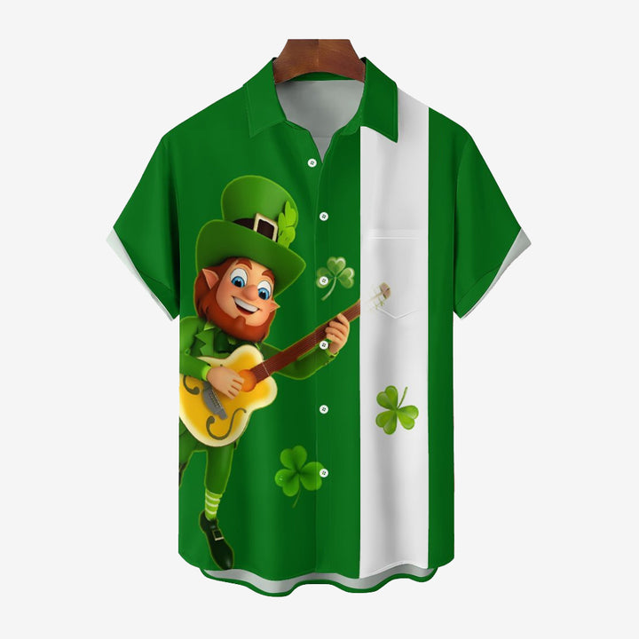 St. Patrick's Day Shamrock Casual Short Sleeve Shirt 2401000407