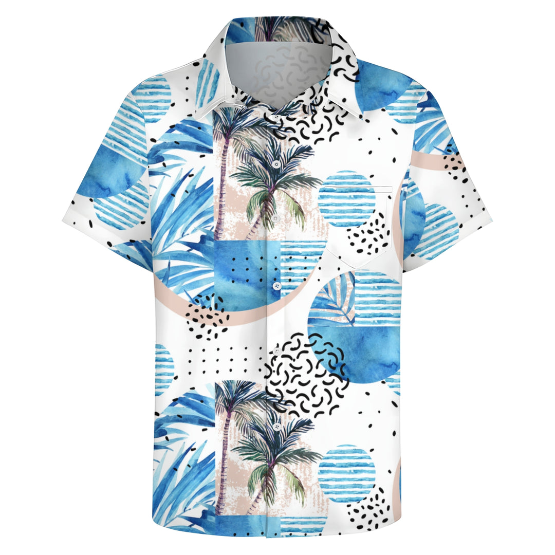 Men's Hawaiian Coconut Palm Casual Short Sleeve Shirt 2403000043