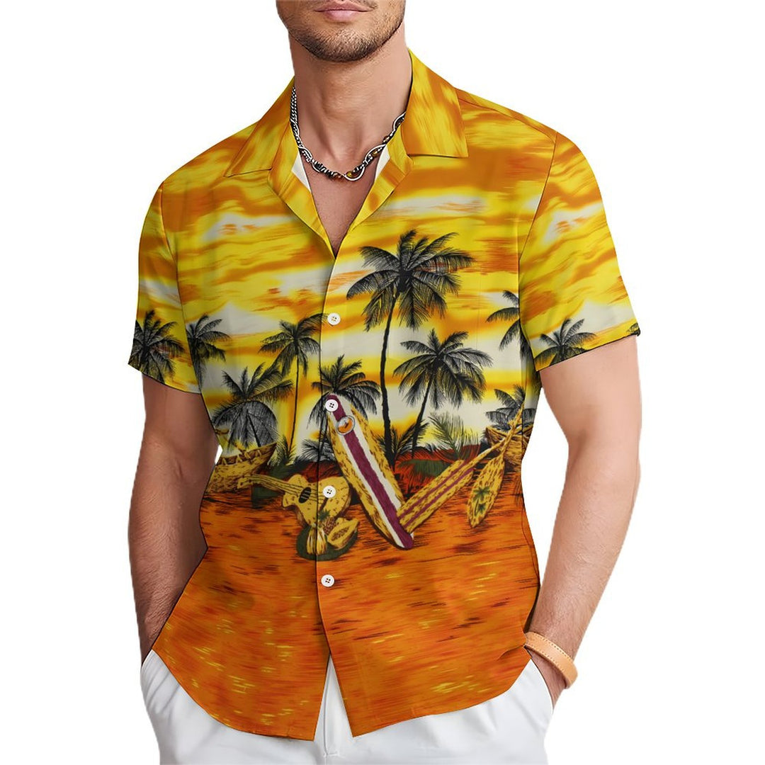 Men's Hawaiian Beach Vacation Casual Short Sleeve Shirt 2401000238