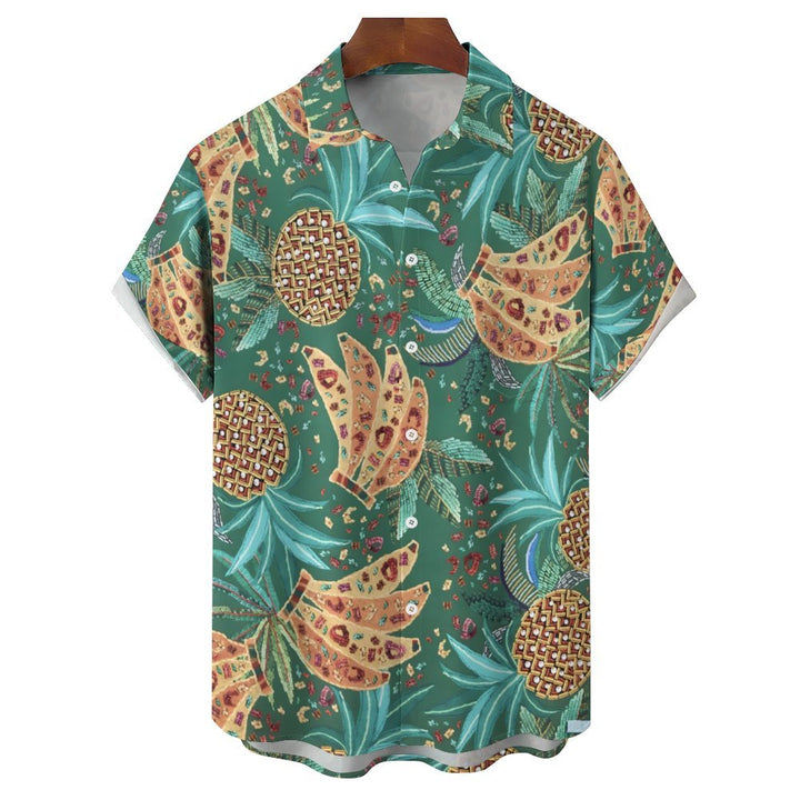 Hawaiian Fruit Art Print Casual Short Sleeve Shirt 2402000280