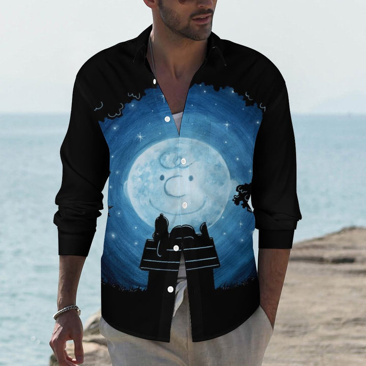 Men's Casual Cartoon Printed Long Sleeve Shirt 2311000594