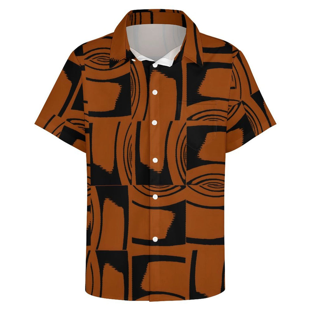 Artistic Geometric Print Casual Short Sleeve Shirt 2402000309