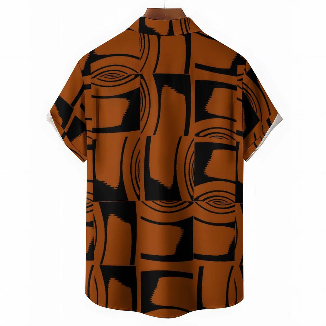 Artistic Geometric Print Casual Short Sleeve Shirt 2402000309