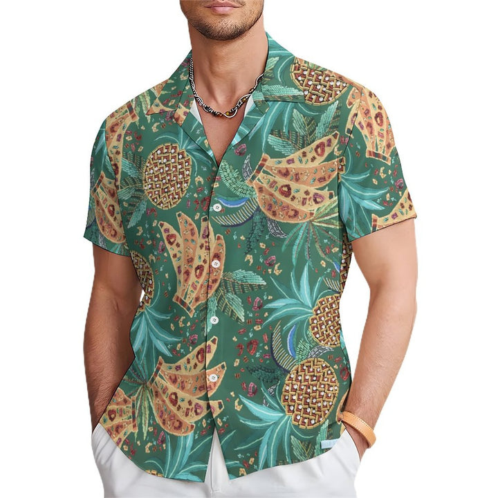 Hawaiian Fruit Art Print Casual Short Sleeve Shirt 2402000280