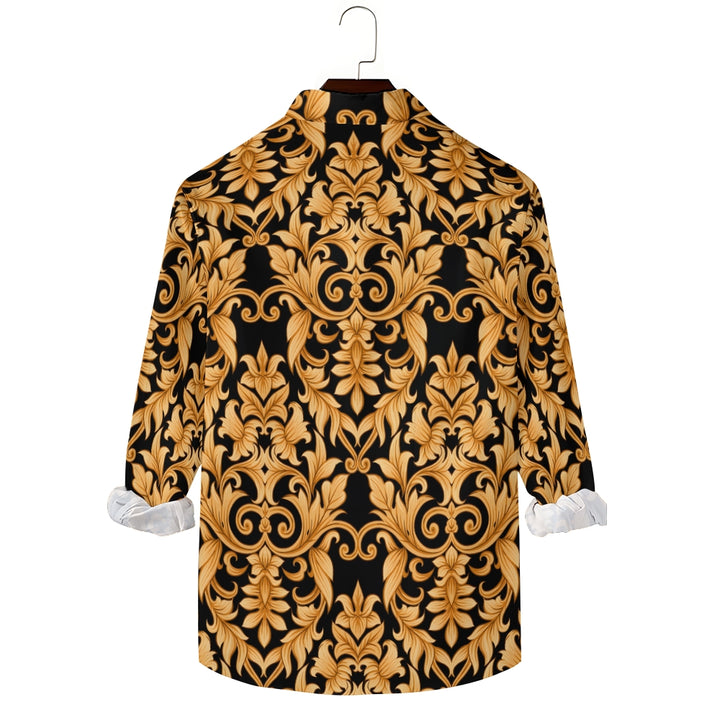 Men's Baroque Art Printed Long Sleeve Shirt 2403000237