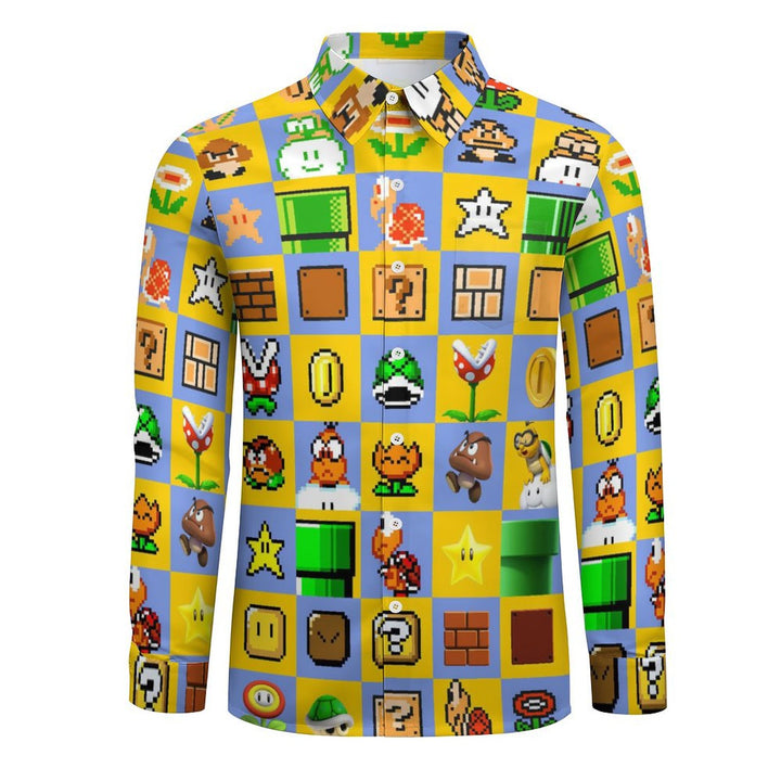 Men's Digital Games Casual Printed Long Sleeve Shirt 2402000110
