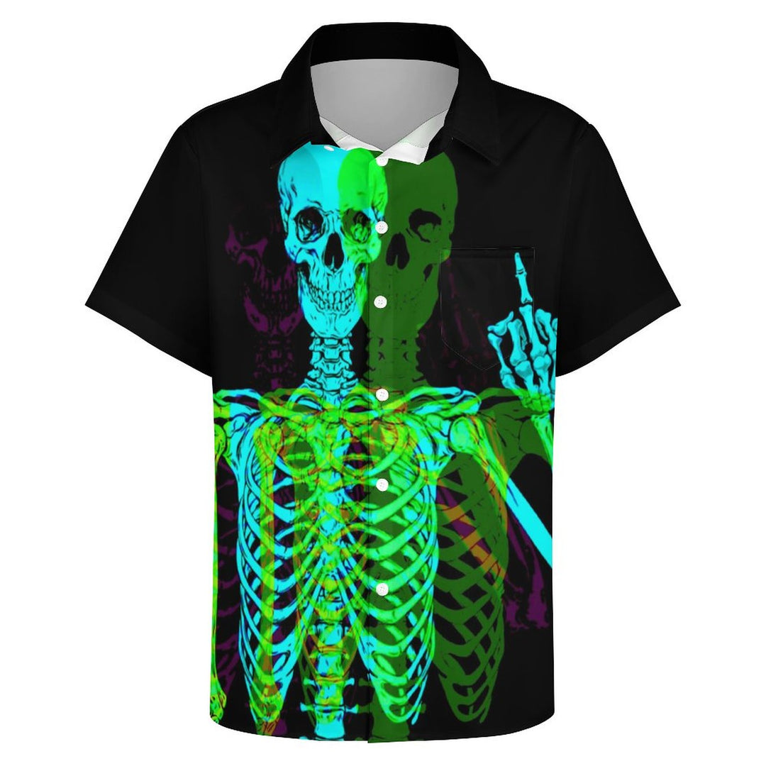 Men's Halloween Skull Casual Fashion Short Sleeve Shirt 2307101483