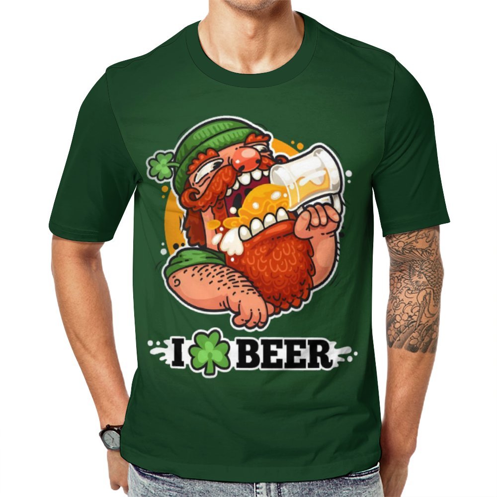 Men's Round Neck Cartoon Beer Casual T-Shirt 2312000405