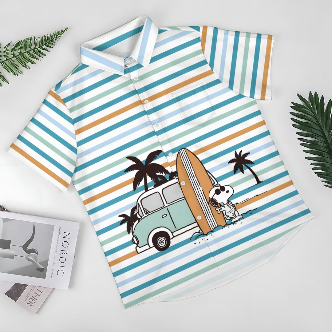 Men's Cartoon Stripes Casual Short Sleeve Shirt 2403000290