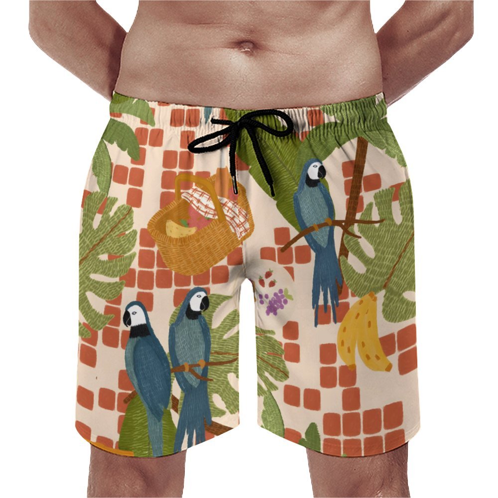 Men's Sports Hawaiian Parrot Beach Shorts 2402000302